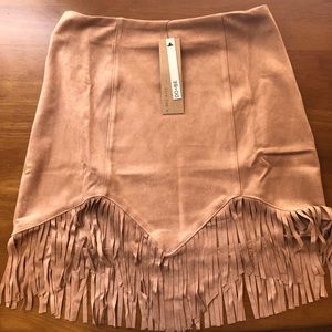 New with tags suede fringe high waisted skirt